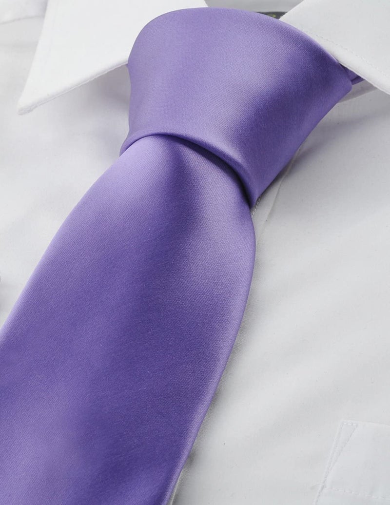 KissTies Lavender Tie Solid Necktie Satin Wedding Ties + Gift Box - Image 4